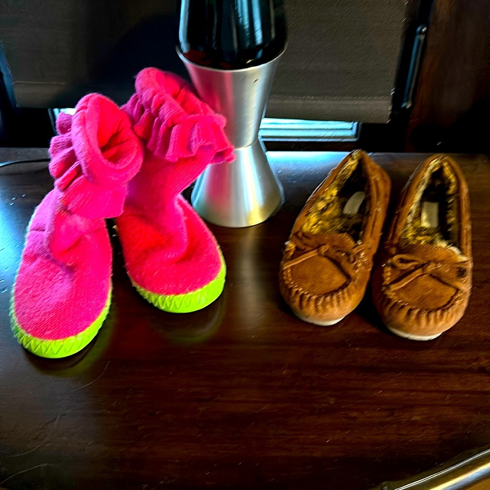 Two pairs of girls slippers, size 1